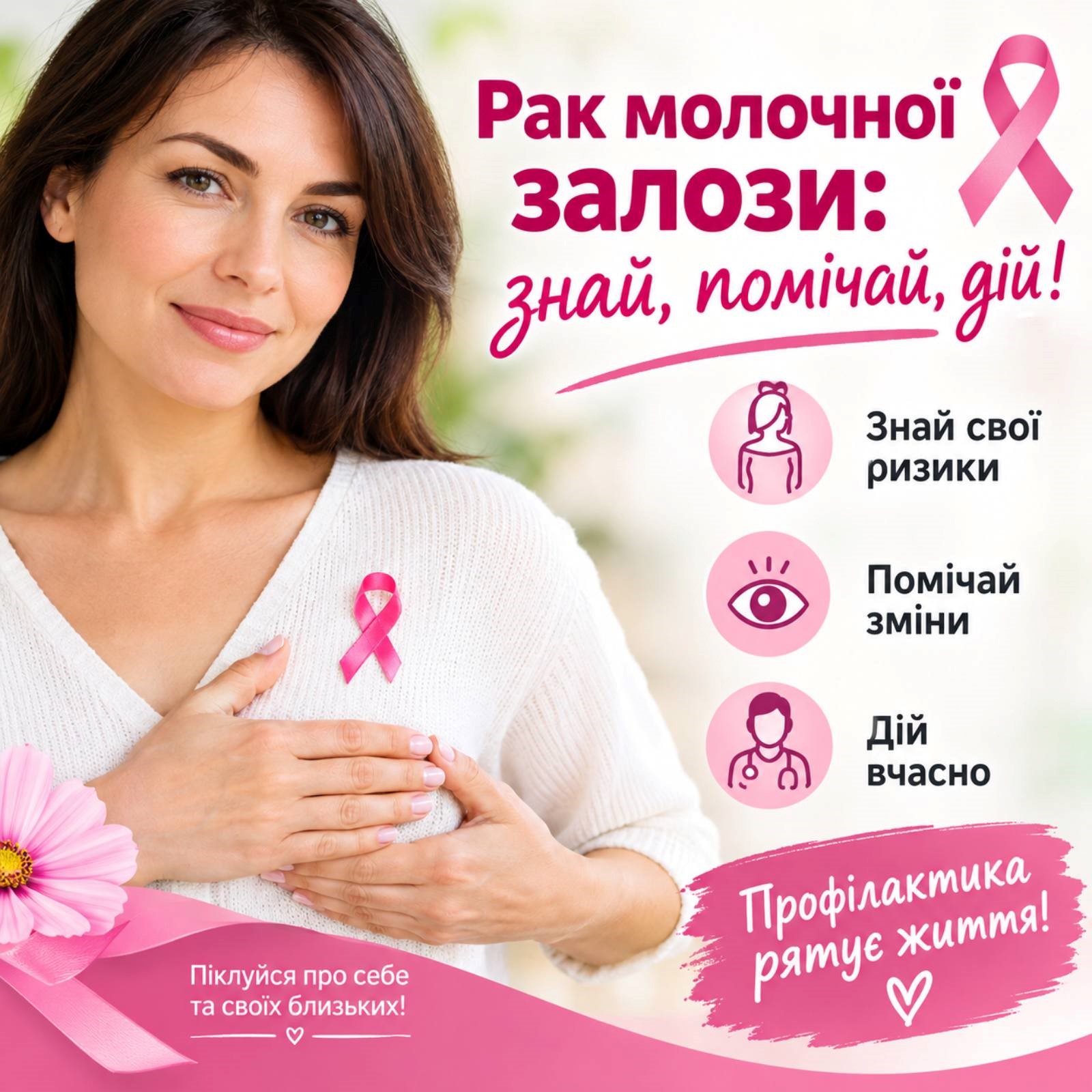 «РАК МОЛОЧНОЇ ЗАЛОЗИ: ЗНАЙ, ПОМІЧАЙ, ДІЙ!»